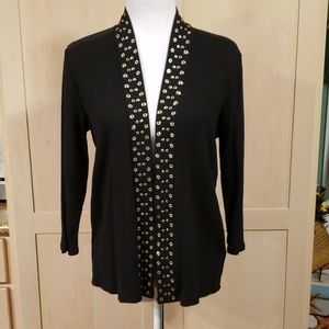 Rafaella brand cardigan w/gold-stud embellishments